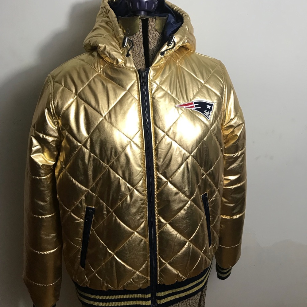 NFL Team Apparel Gold Patriots Puffer Jacket